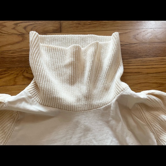 Dolan from Anthro Balloon Sleeve Cream Cowl Neck Turtleneck Sweater XL - Picture 7 of 8
